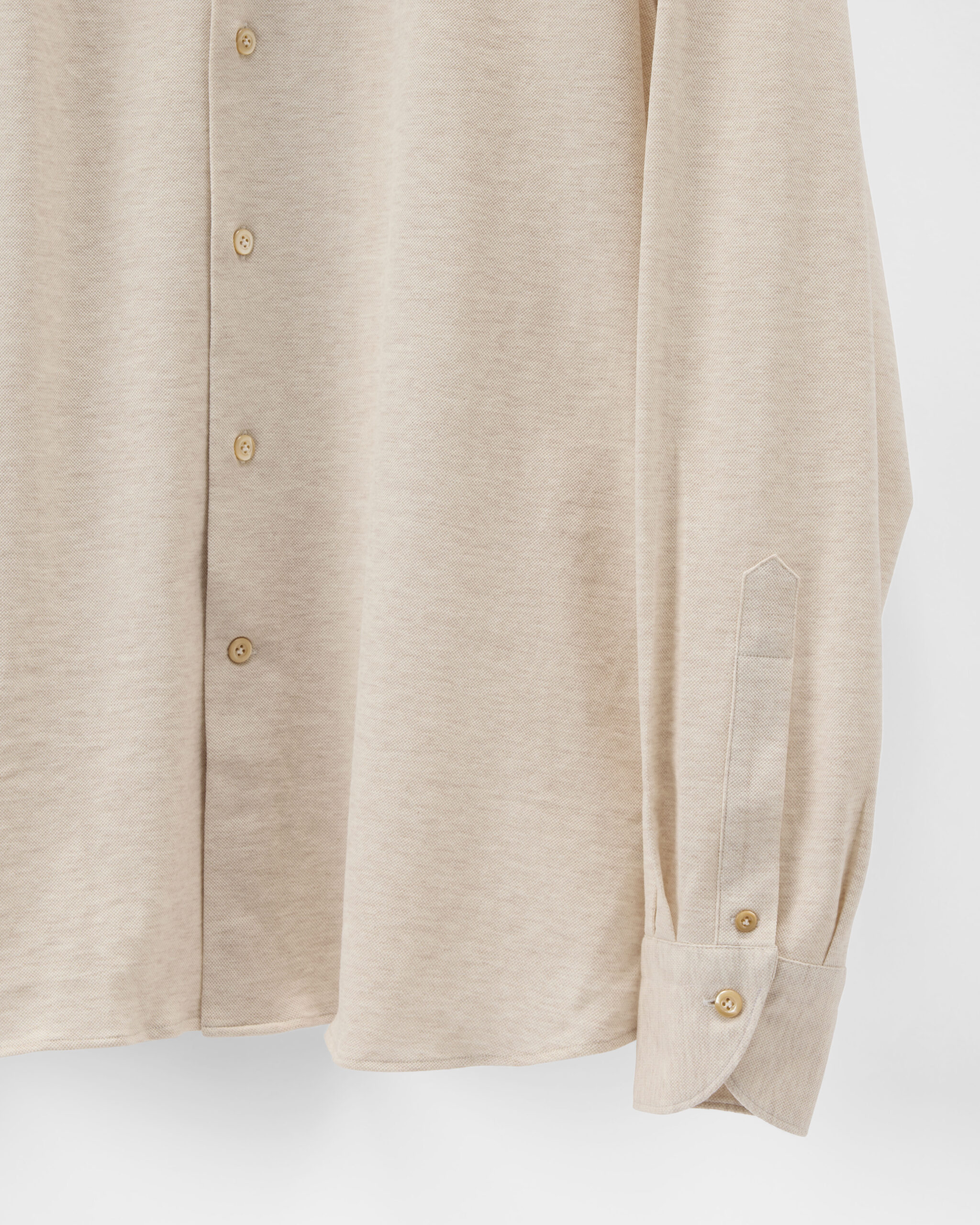 Custom Made Signature Knitted Shirt Soft Beige Cotton Piquet image 3