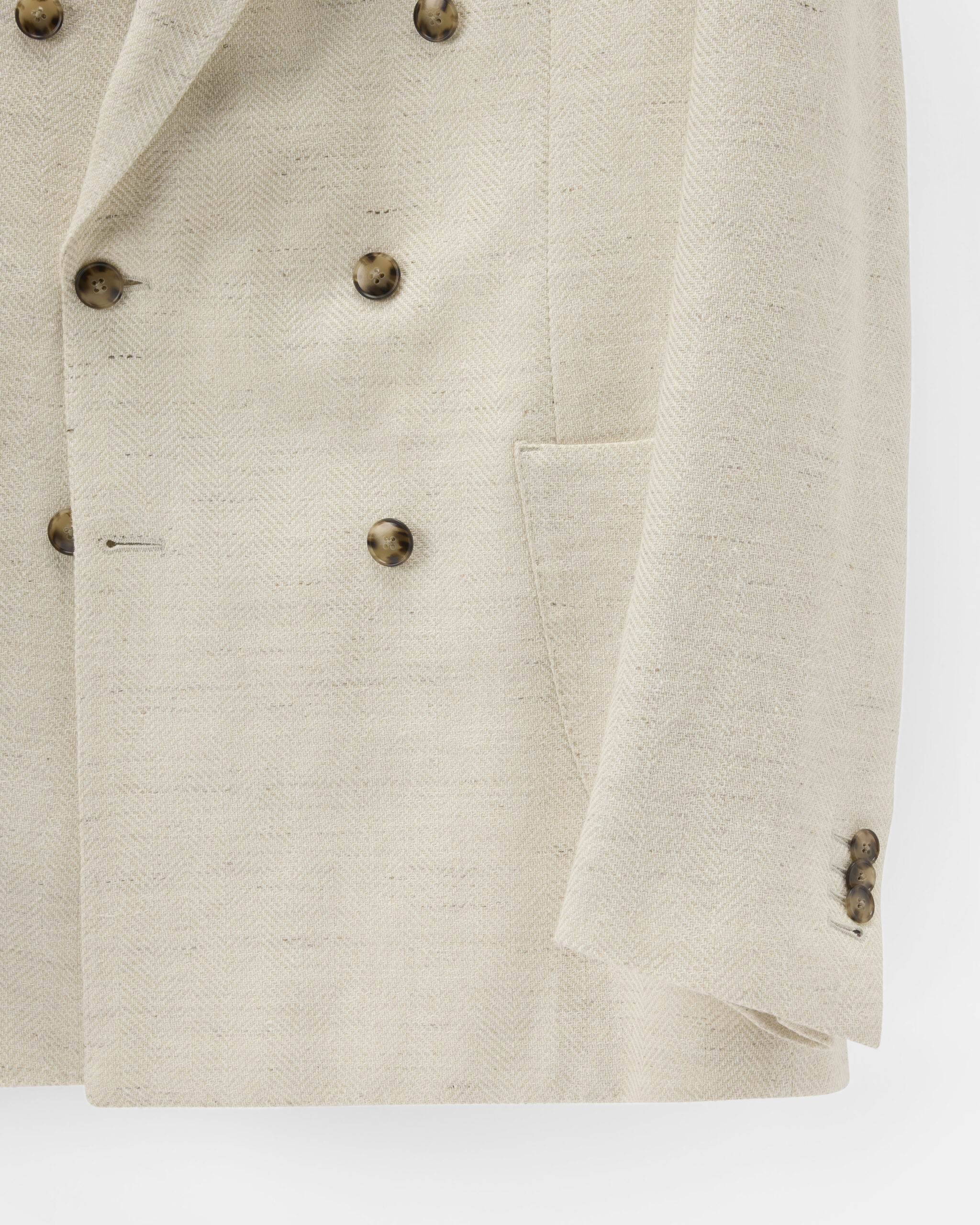 Custom Made Jacket Ecru Wool Silk Cotton & Linen Herringbone image 4