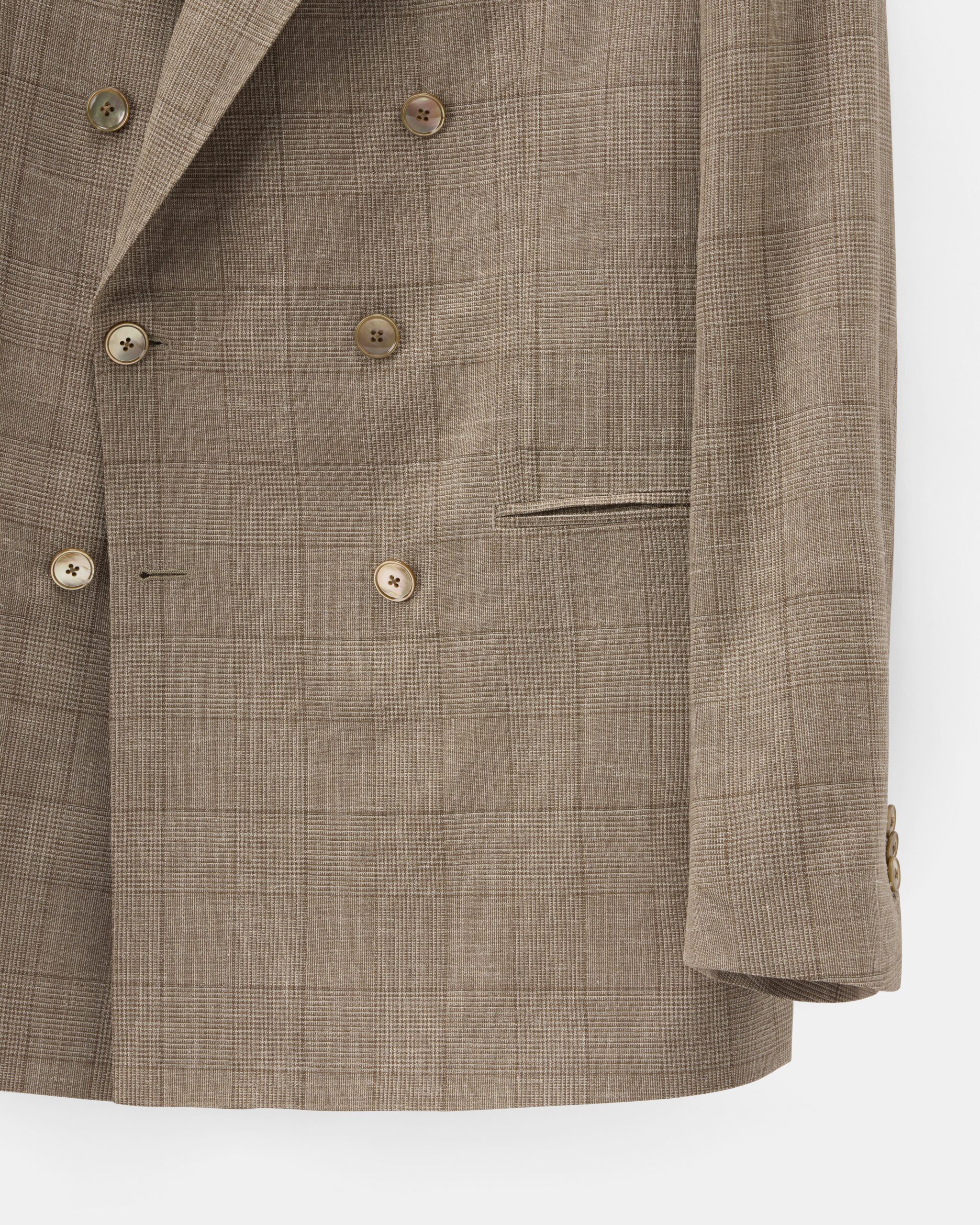 Custom Made Jacket Soft Brown Wool Silk & Linen Glencheck image 4