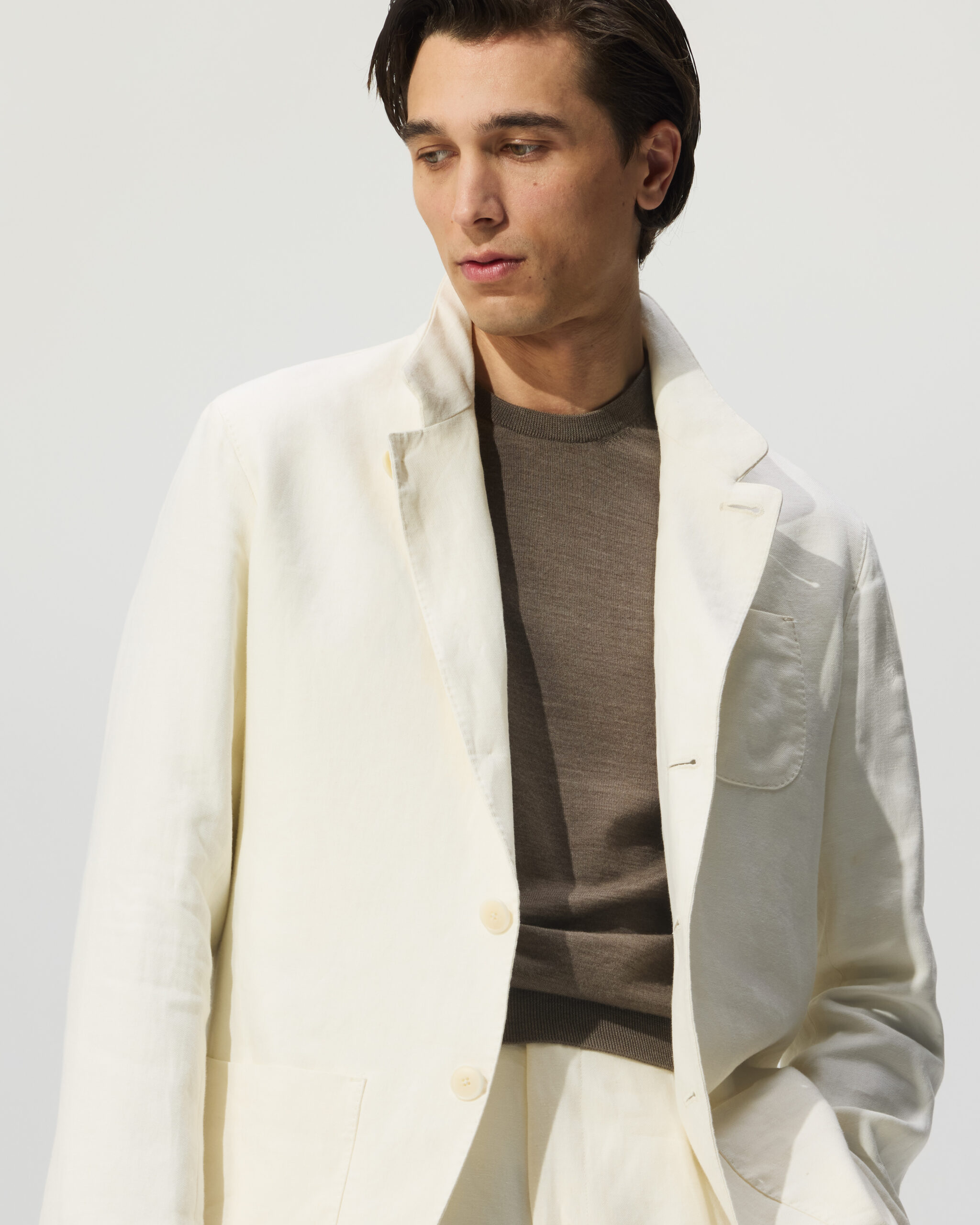 Custom Made 'Nehru' Soft Suit Ivory 'Pericle' Soft Linen image 4