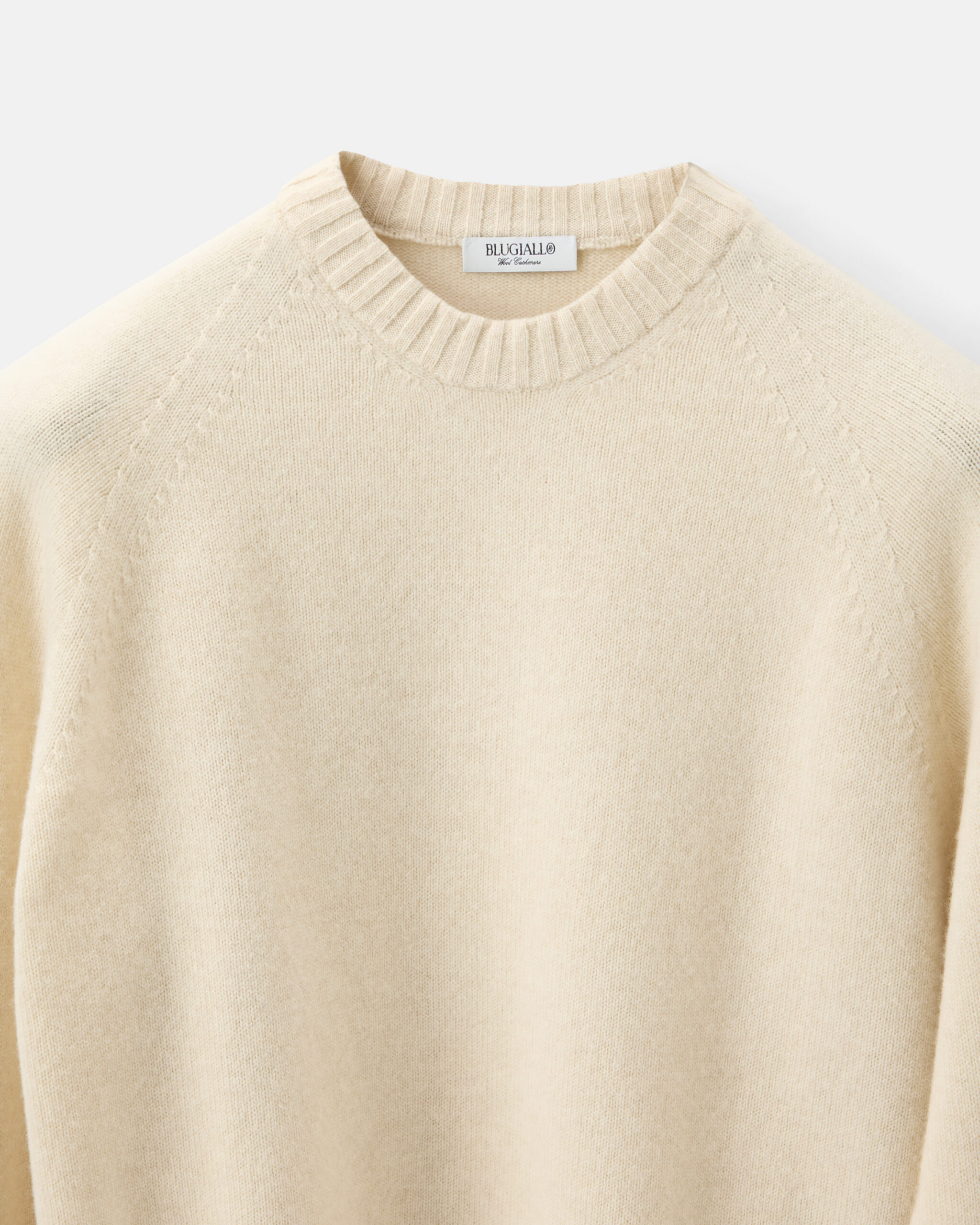RTW ‘Signature’ Wide Rib Crewneck Cream White Wool & Cashmere image 4