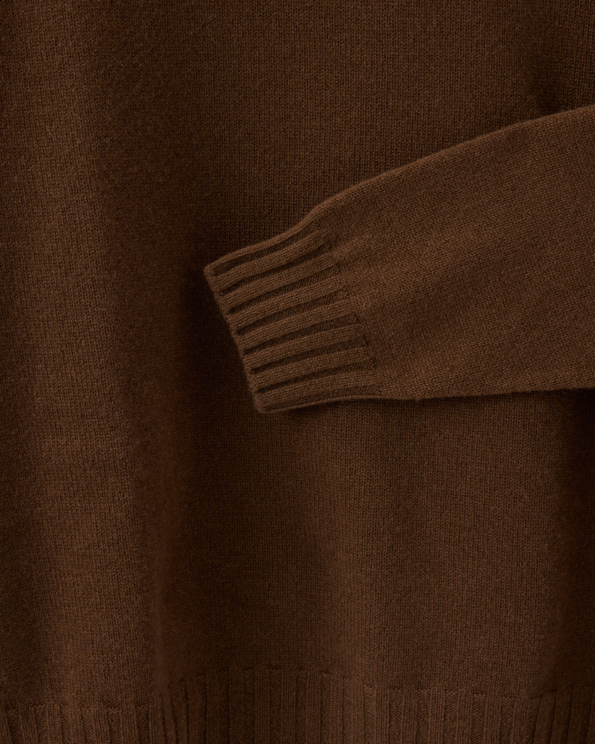 RTW 'Signature' Wide Rib Crewneck Chocolate Brown Wool & Cashmere image 3